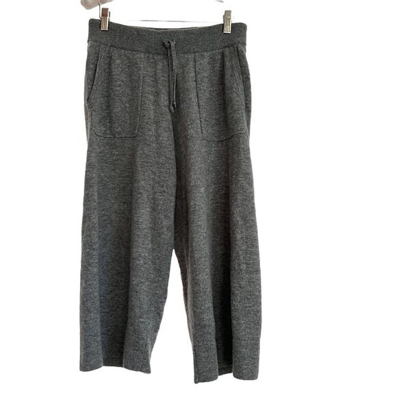 Intermix Cashmere + Wool Blend Knit Stretch Cropped Wide Leg Lounge Pants Small - Picture 1 of 5